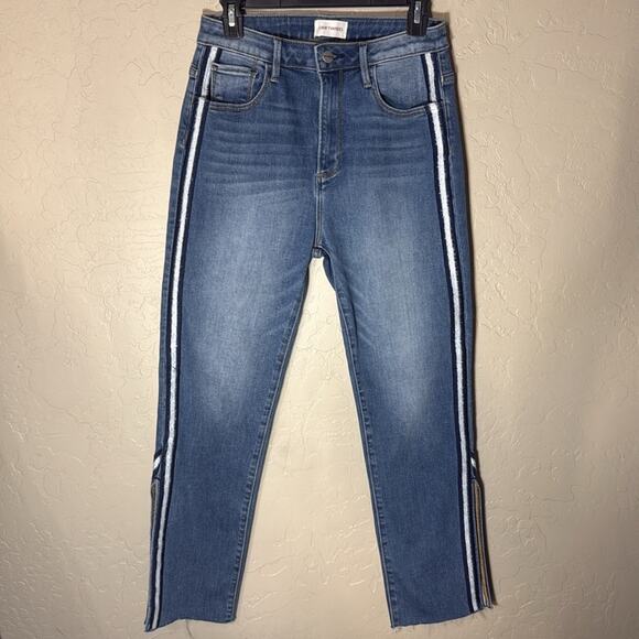 Driftwood Stella Slit Straight - Blue Melodrama stripe down the sides. Size 27. - Picture 10 of 10